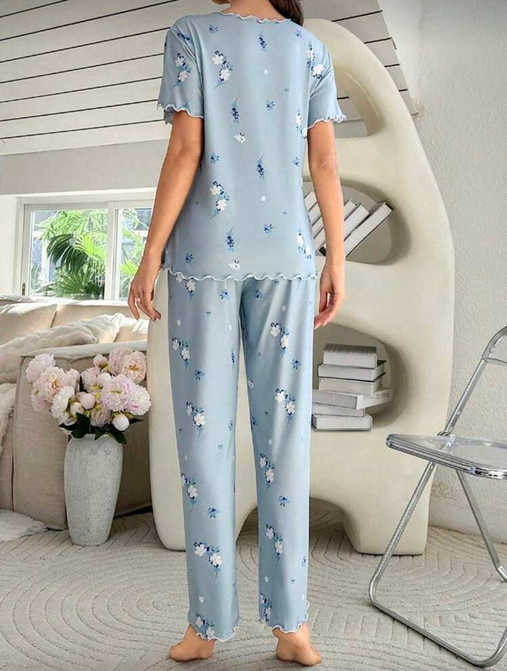 Pijama Femenina Sky Blue Floral