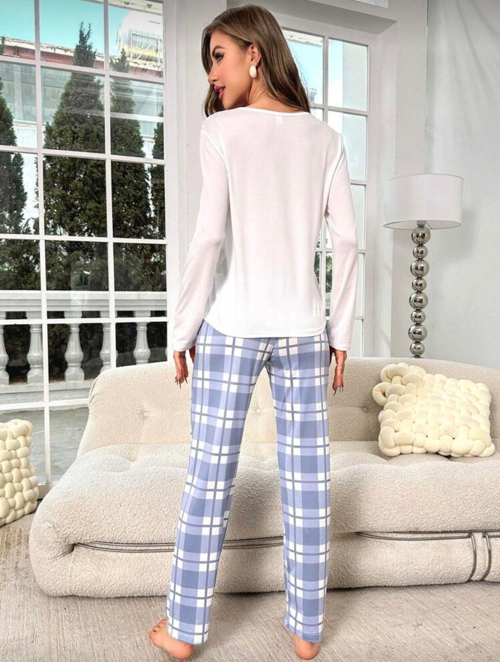 Conjunto Pijama Soft Plaid Azul