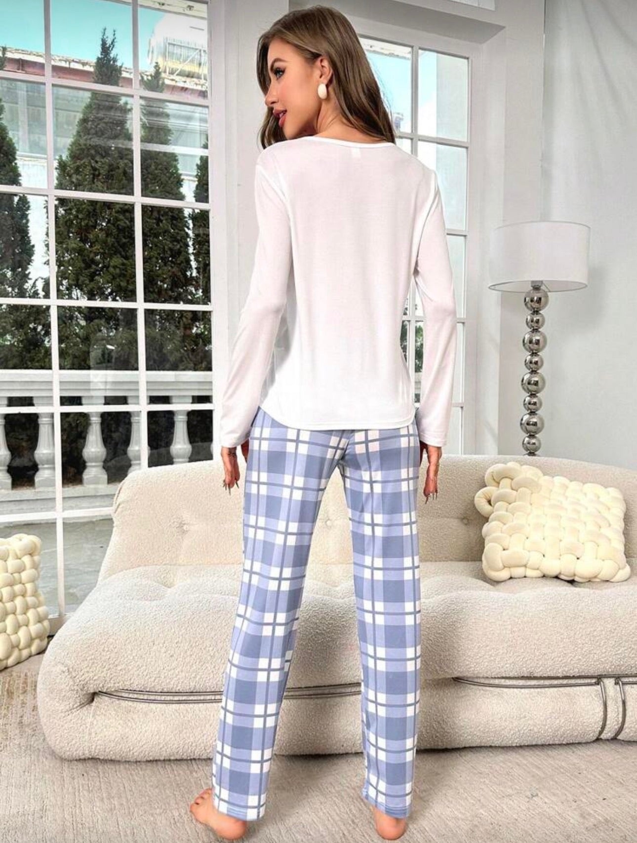Conjunto Pijama Soft Plaid Azul