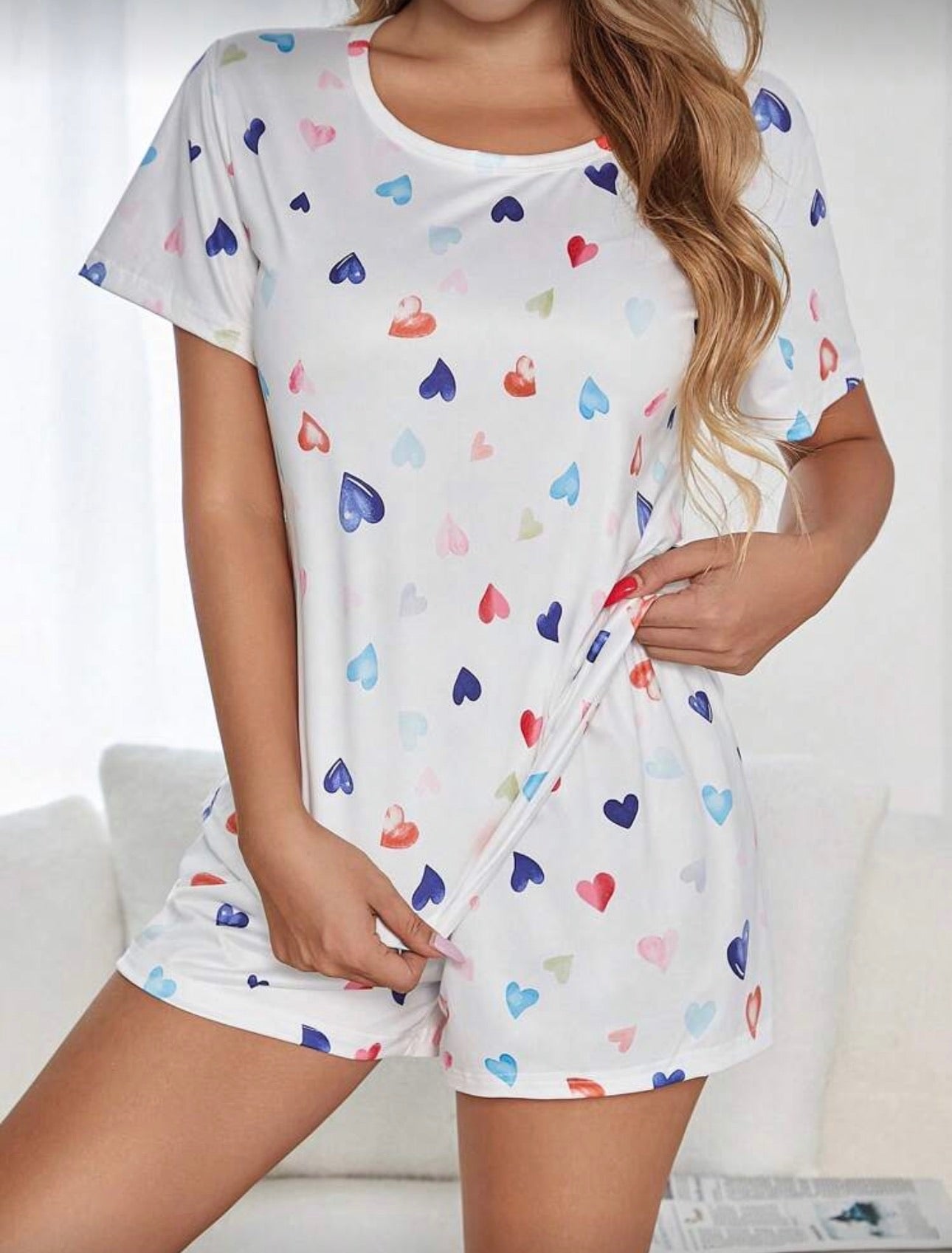 Conjunto Pijama Mini Hearts Blanco