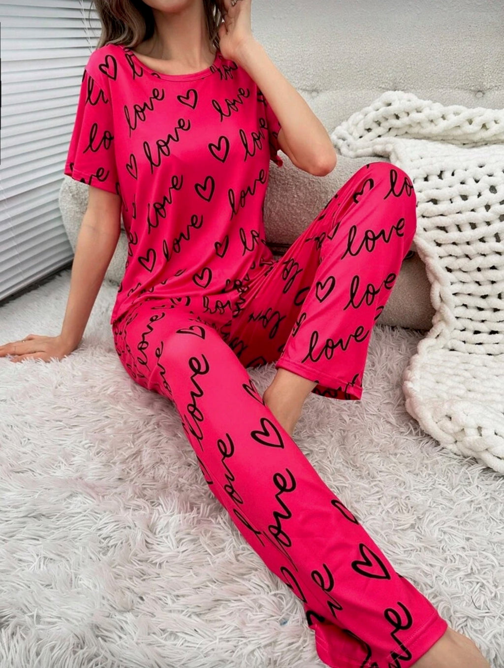 Conjunto Pijama Love Script Fucsia