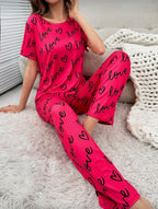 Conjunto Pijama Love Script Fucsia