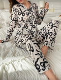 Conjunto Pijama Abstract Lines Crema