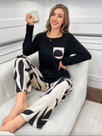 Conjunto Pijama Leaf Contrast Negro