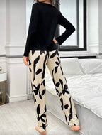 Conjunto Pijama Leaf Contrast Negro