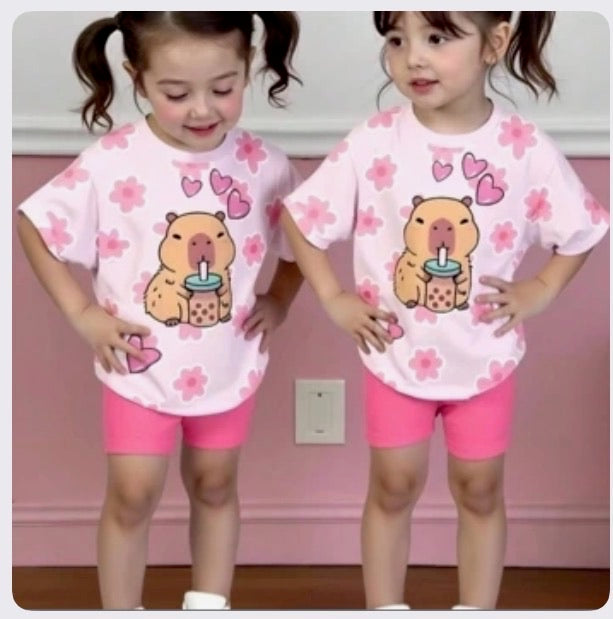 Conjunto Infantil Capybara Pink Blossom