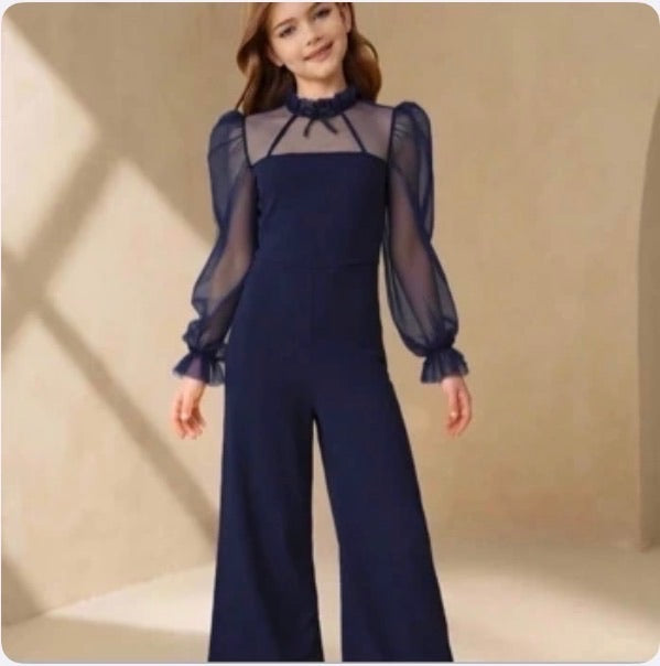 Enterizo Infantil Navy Sheer Elegance