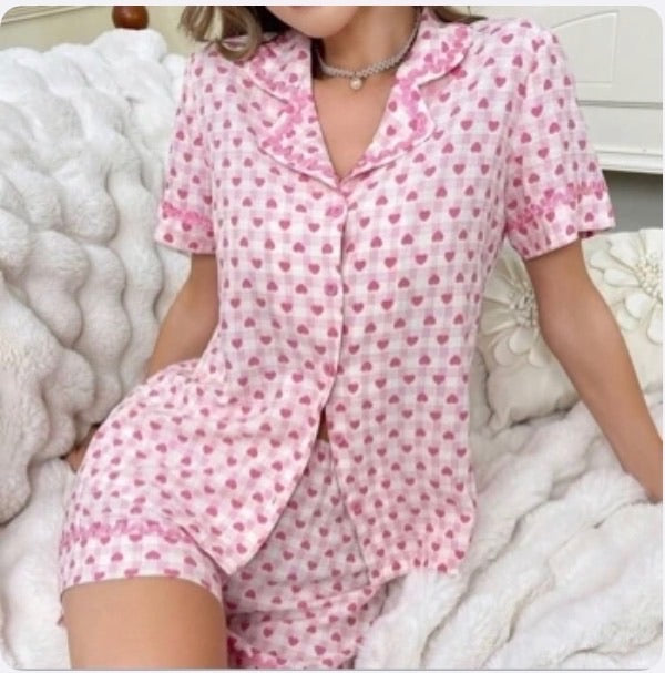 Pijama de Dama Pink Heart Button