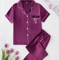 Pijama de Dama de Seda Purple Elegance