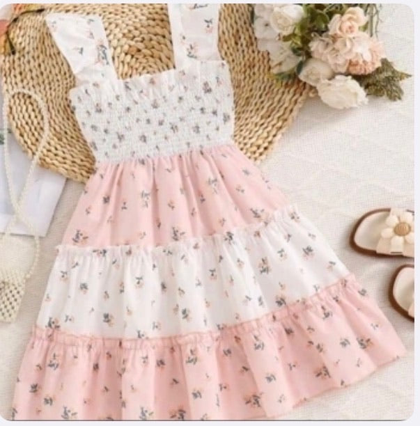 Vestido Infantil Tiered Pink Blossom