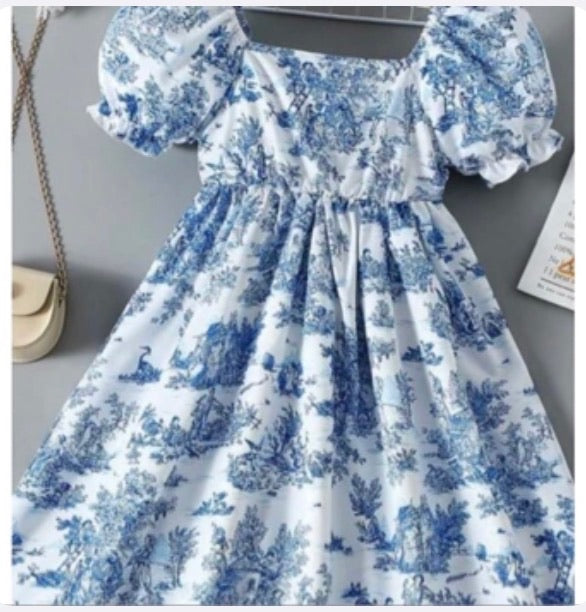Vestido Infantil Blue Blossom Puff