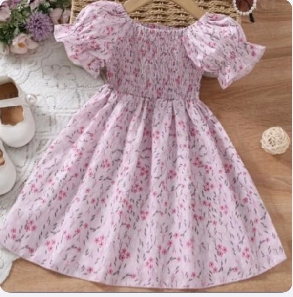 Vestido Infantil Pink Floral Puff