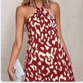Vestido de Dama Red Halter Print