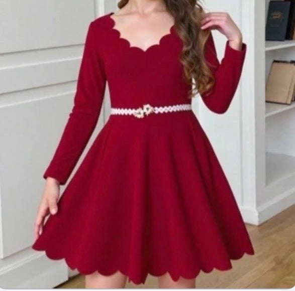 Vestido Infantil Burgundy Scallop Charm