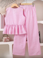 Conjunto Infantil Pink Gingham Peplum