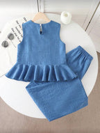 Conjunto Infantil Light Blue Peplum