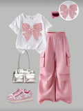Conjunto Infantil Lace Bow Pink Cargo