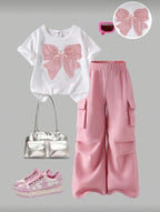 Conjunto Infantil Lace Bow Pink Cargo