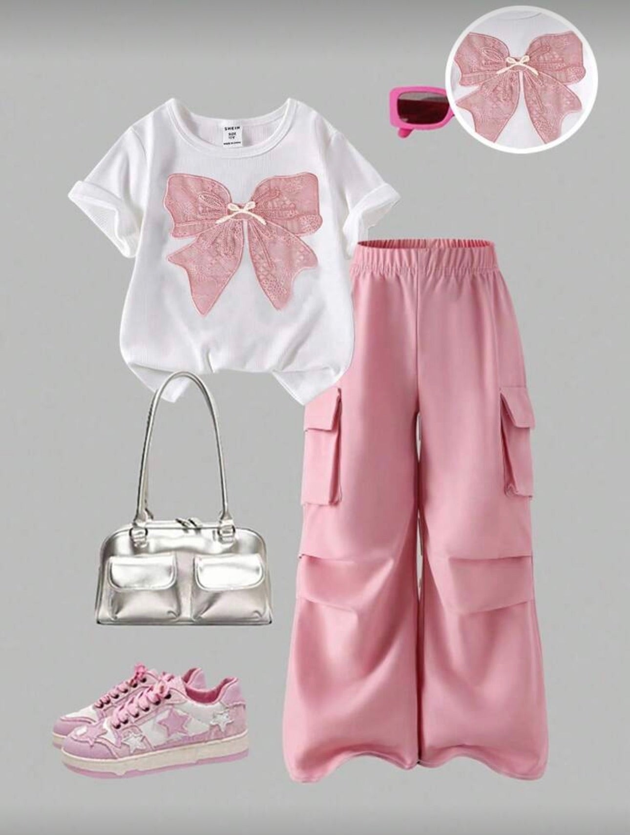 Conjunto Infantil Lace Bow Pink Cargo