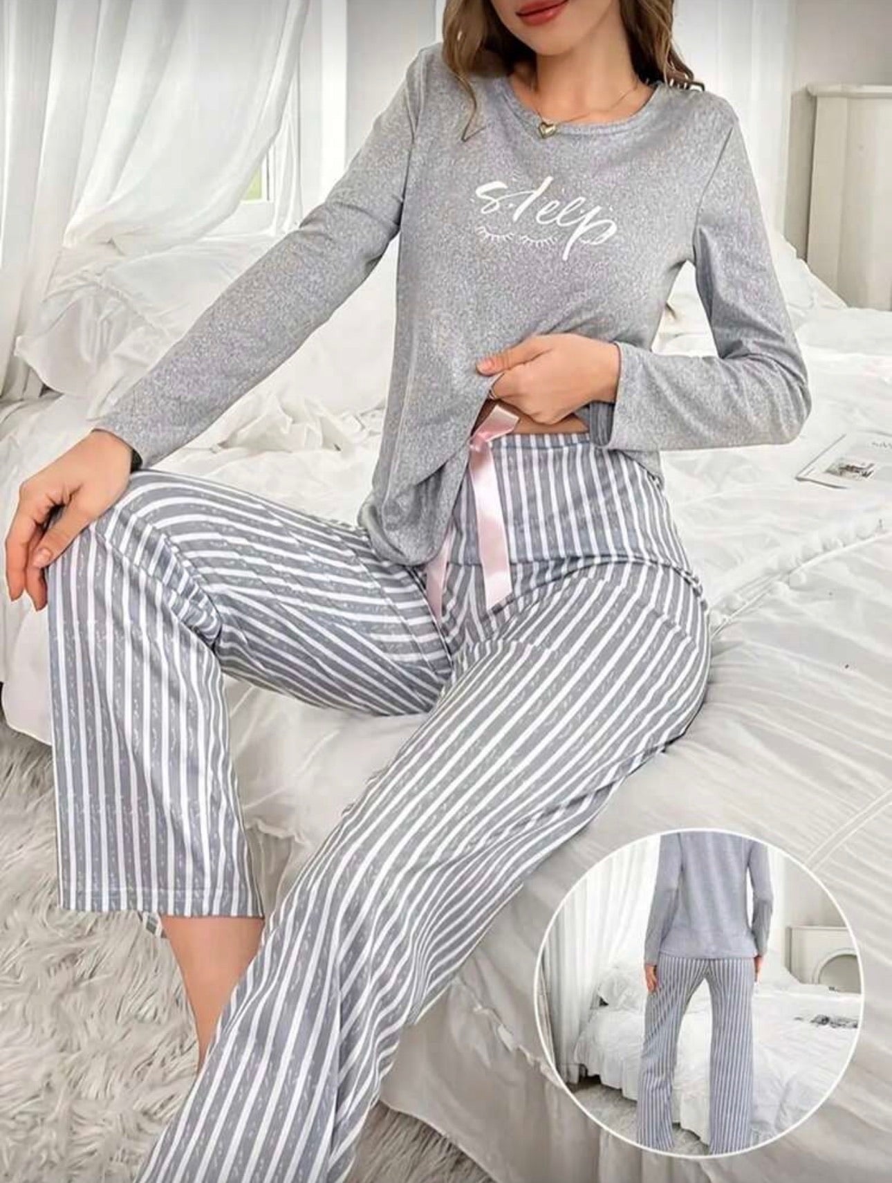 Pijama Femenina Sleep Stripe Gray