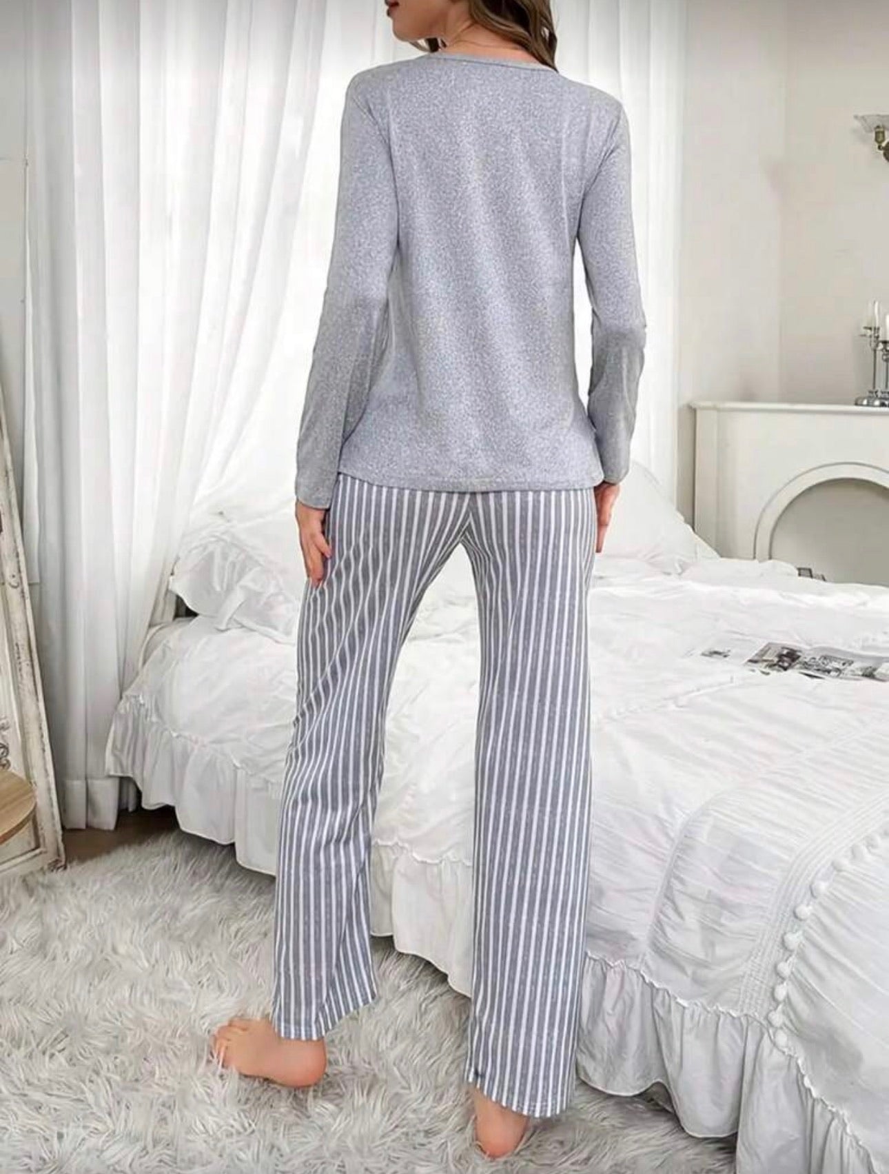 Pijama Femenina Sleep Stripe Gray