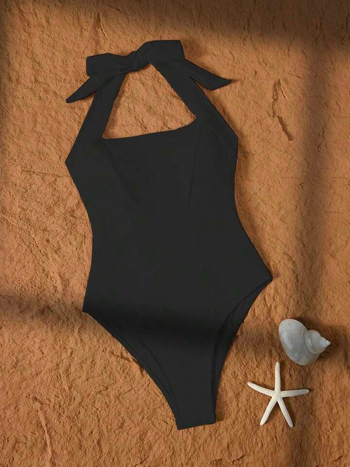 Traje de Baño Femenino Black Halter Sculpt One Piece
