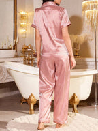 Pijama Femenina de Seda Rose Stripe