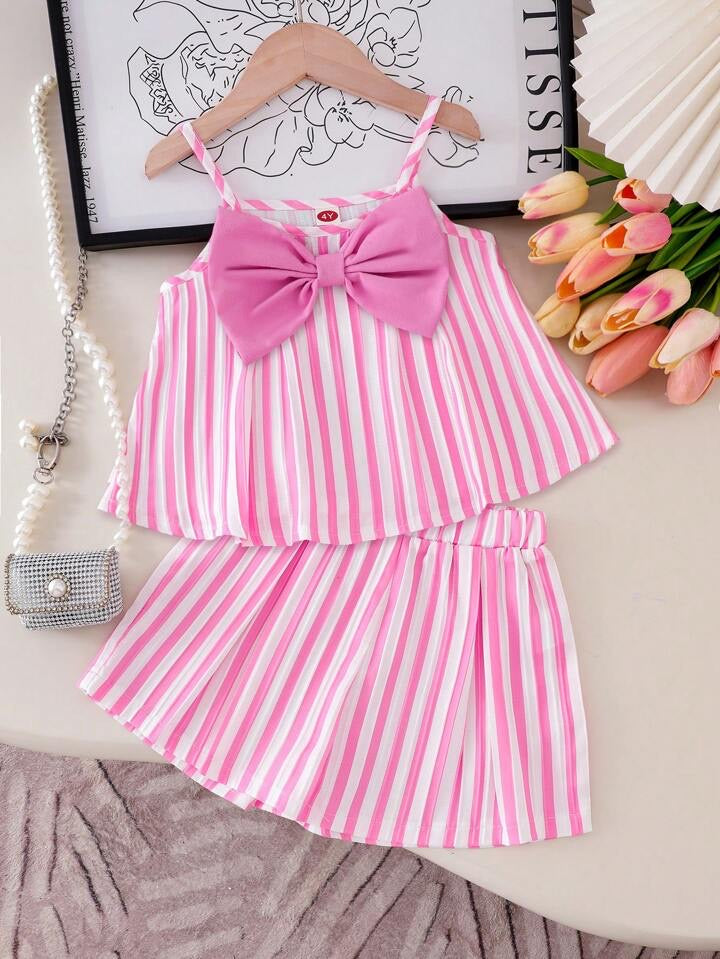 Conjunto Infantil Pink Stripe Bow