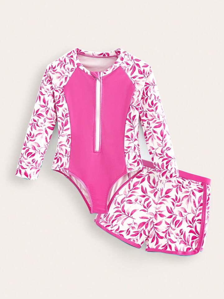 Traje de Baño Infantil Pink Blossom Rashguard Set