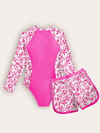 Traje de Baño Infantil Pink Blossom Rashguard Set