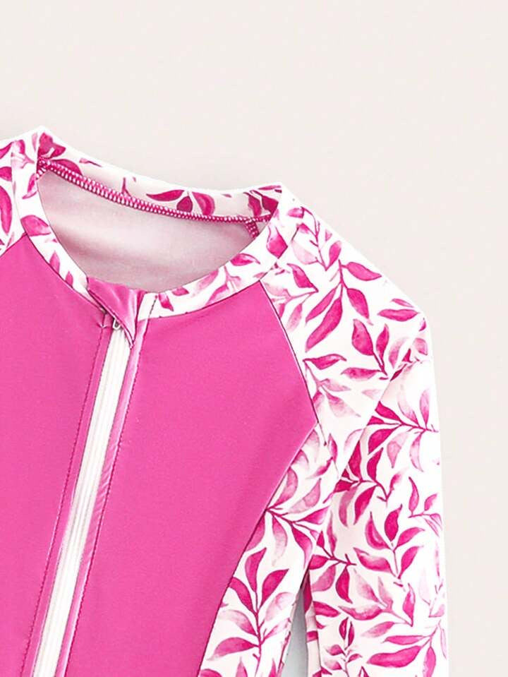 Traje de Baño Infantil Pink Blossom Rashguard Set