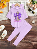 Conjunto Infantil Lavender Bow Hoodie Set