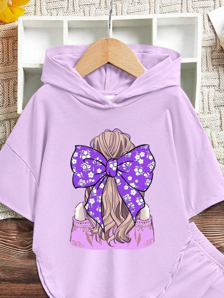 Conjunto Infantil Lavender Bow Hoodie Set