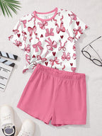 Conjunto Infantil Pink Bows Casual Set