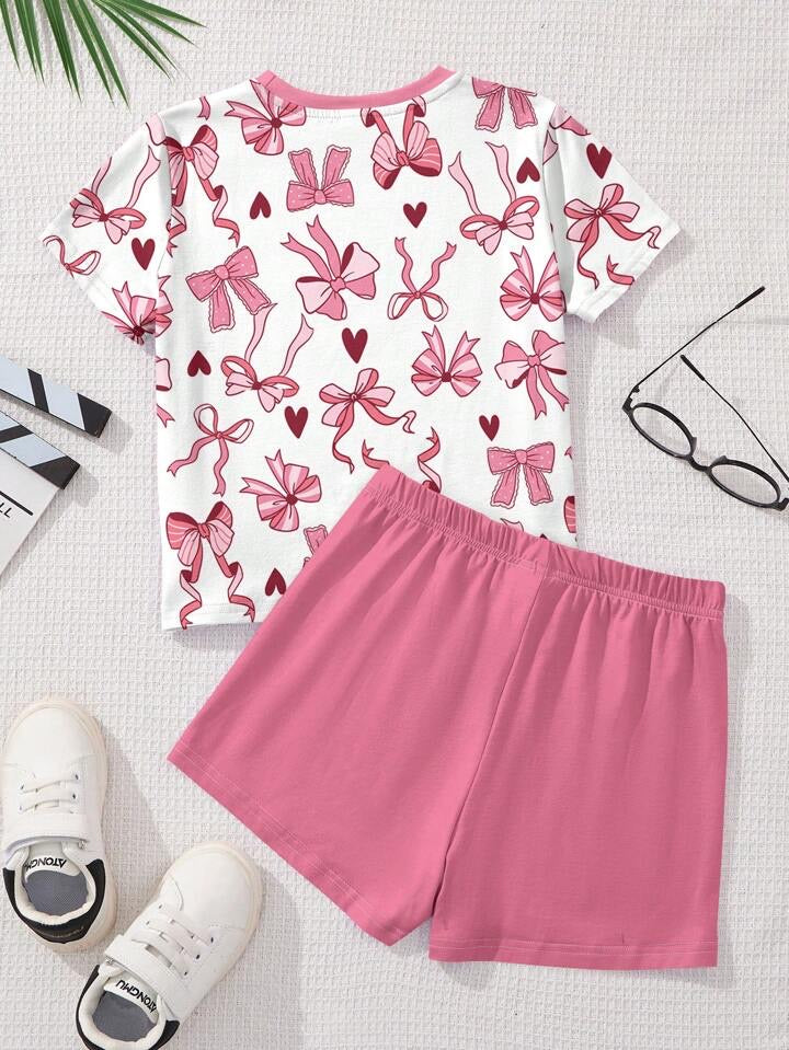 Conjunto Infantil Pink Bows Casual Set