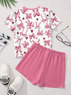 Conjunto Infantil Pink Bows Casual Set