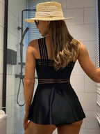 Traje de Baño Femenino Black One Shoulder Flow