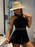 Traje de Baño Femenino Black One Shoulder Flow