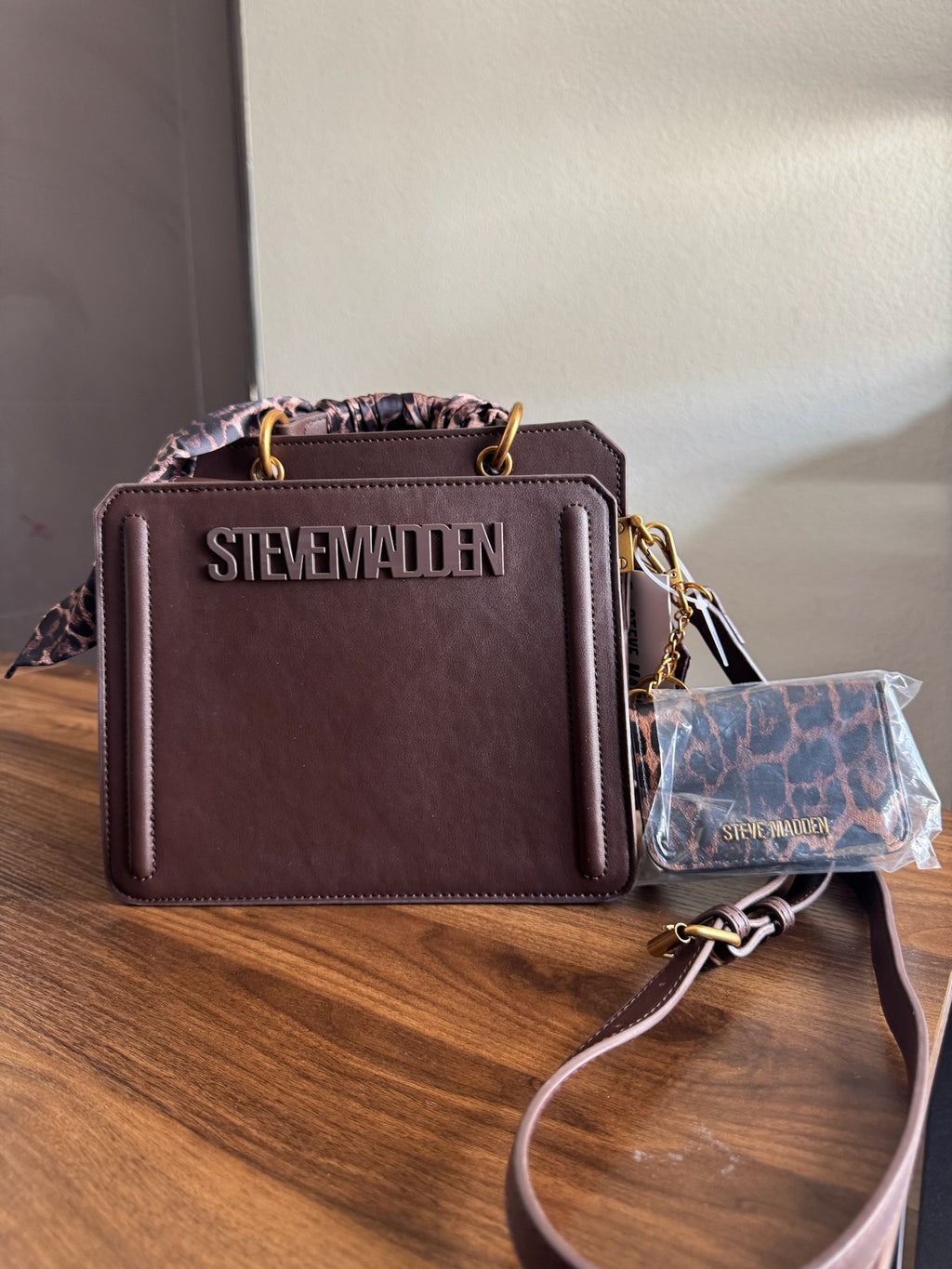 Bolsa Steve Madden Mini Crossbody Brown Set