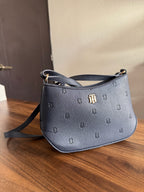 Bolsa Tommy Embossed Shoulder Crossbody Blue