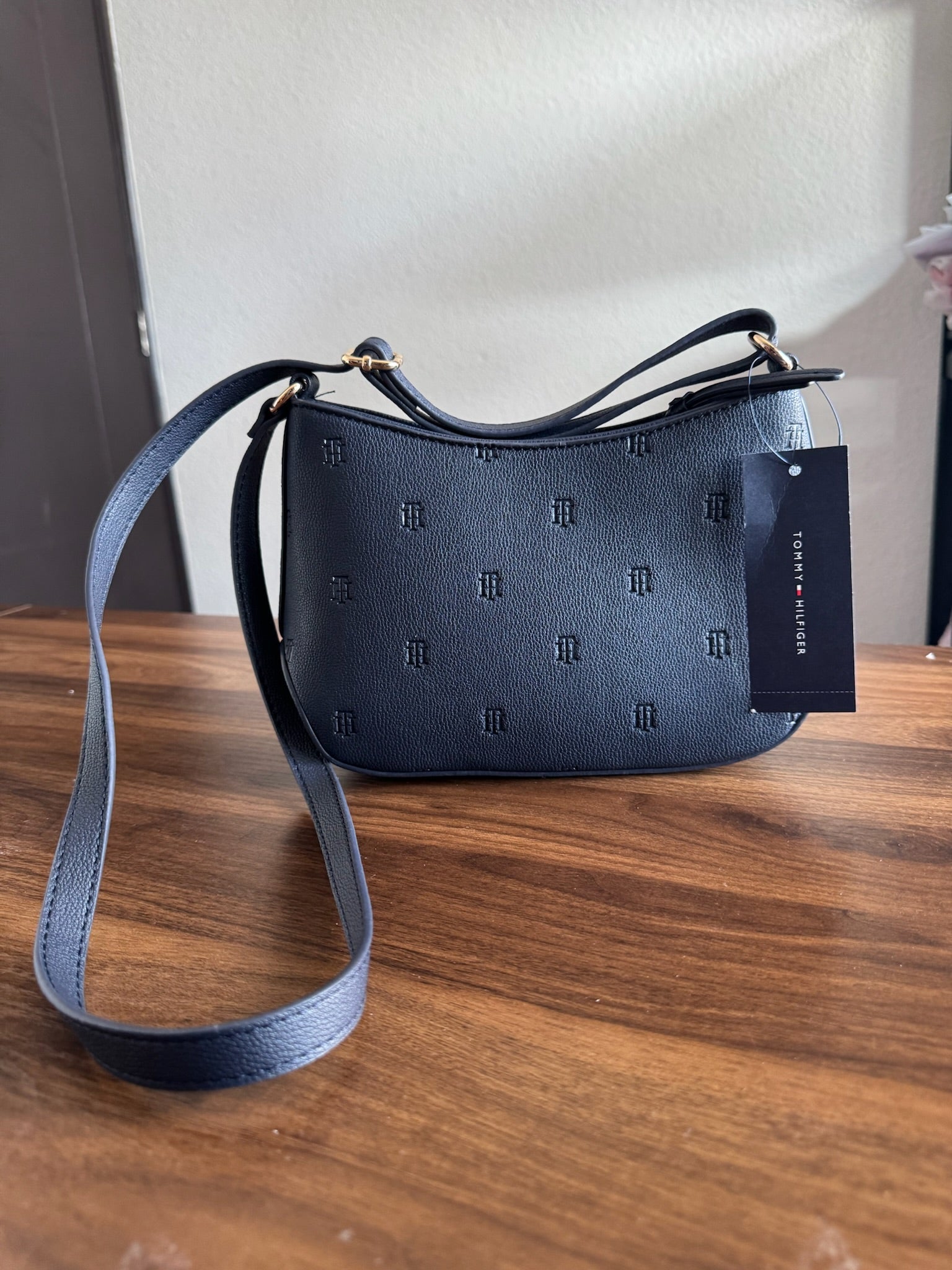 Bolsa Tommy Embossed Shoulder Crossbody Blue