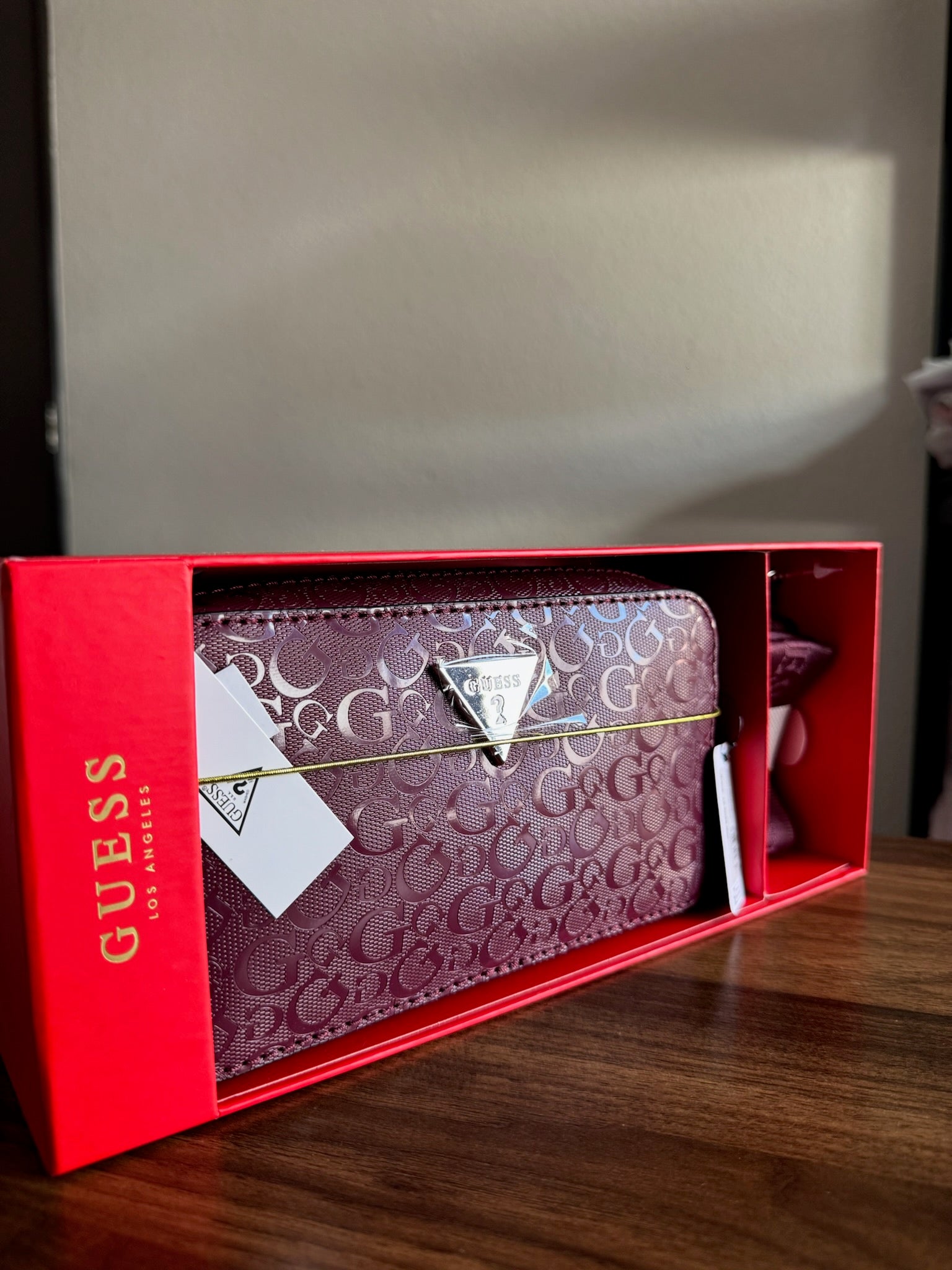 Billetera Guess Logo Embossed Gift Set Burgundy