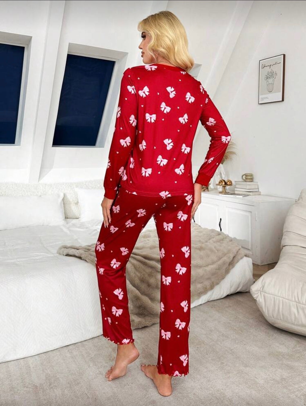 Pijama Femenina Bow Red Cozy