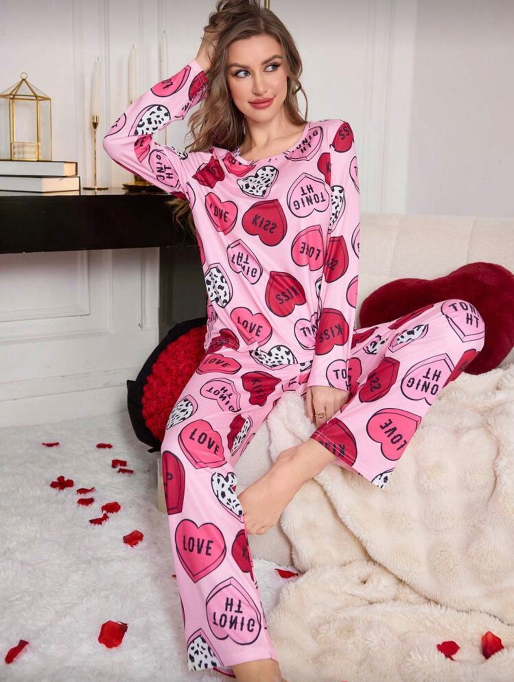 Pijama de Dama Heart Love Pink