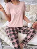 Pijama de Dama Pink Heart Plaid