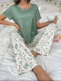 Pijama de Dama Green Floral Soft