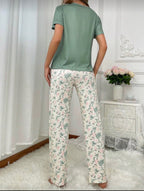 Pijama de Dama Green Floral Soft