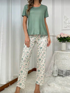 Pijama de Dama Green Floral Soft