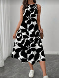 Vestido de Dama Monochrome Leaf Flow