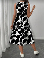 Vestido de Dama Monochrome Leaf Flow